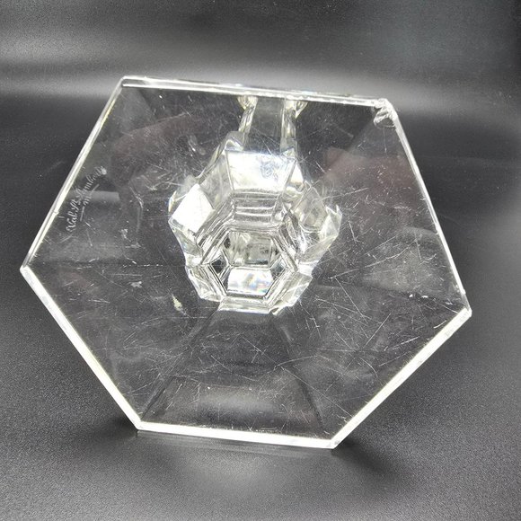Vintage Val St Lambert Gardenia Lead Crystal Hexagonal Candlestick Holder JE3813 - Picture 6 of 8